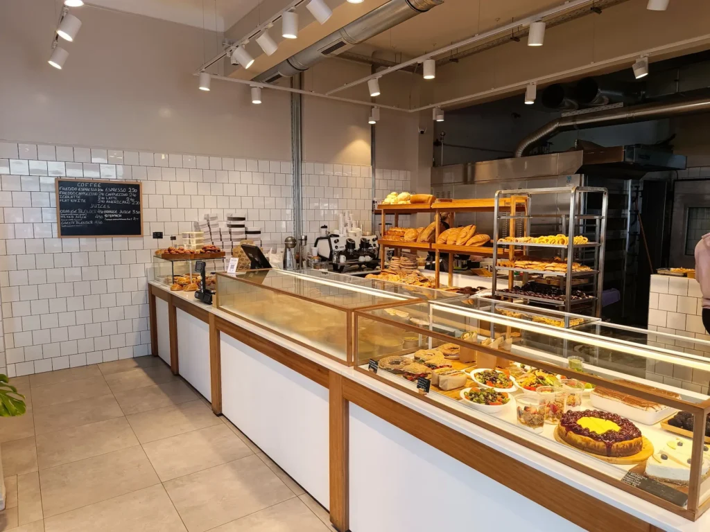 The interior of a modern bakery